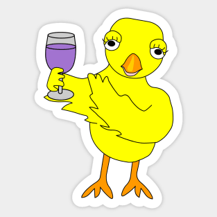 Wine Glass Chick Sticker